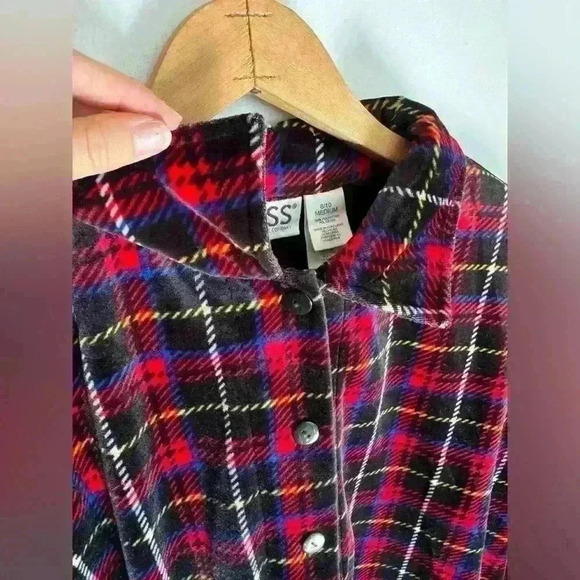 Russ a Liz Claiborne Company plaid velvet button up lightweight coat size M - Picture 4 of 12